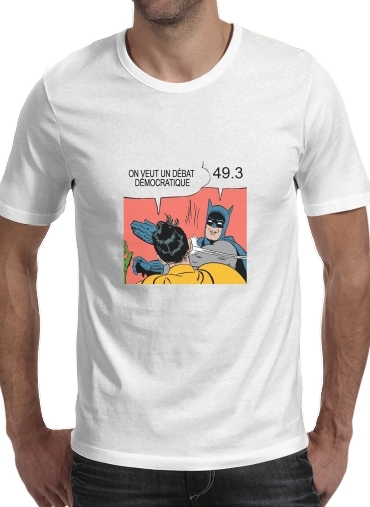  On veut un debat 493 para Manga curta T-shirt homem em torno do pescoço