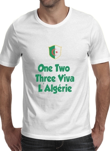  One Two Three Viva Algerie para Manga curta T-shirt homem em torno do pescoço