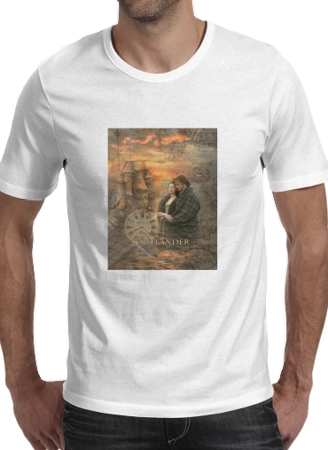  Outlander Collage para Manga curta T-shirt homem em torno do pescoço