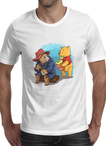  Paddington x Winnie the pooh para Manga curta T-shirt homem em torno do pescoço
