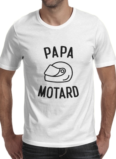 black- Papa Motard Moto Passion para Manga curta T-shirt homem em torno do pescoço