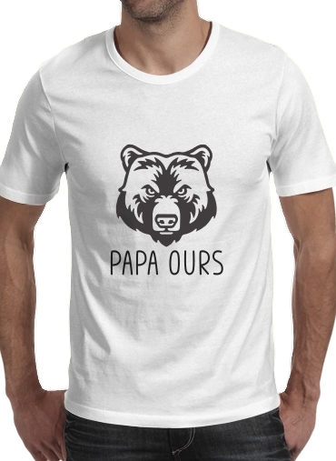  Papa Ours para Manga curta T-shirt homem em torno do pescoço