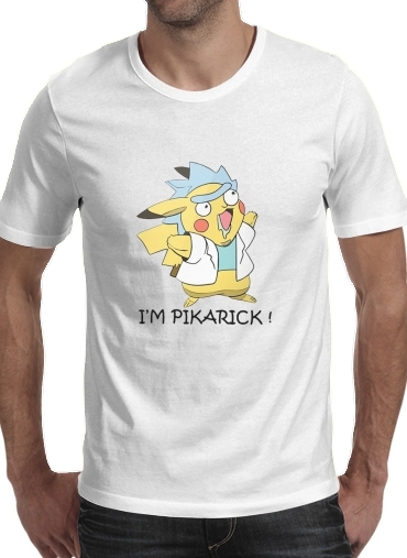  Pikarick - Rick Sanchez And Pikachu  para Manga curta T-shirt homem em torno do pescoço