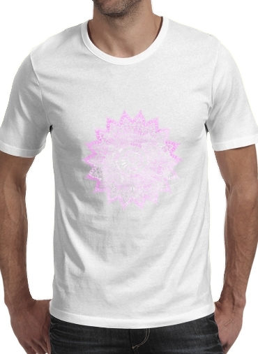  Pink Bohemian Boho Mandala para Manga curta T-shirt homem em torno do pescoço