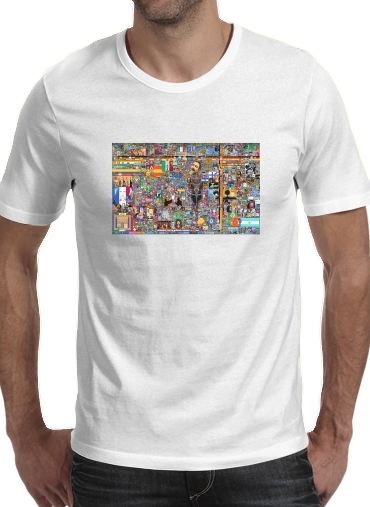  Pixel War Reddit para Manga curta T-shirt homem em torno do pescoço