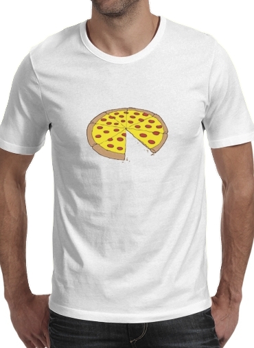 black- Pizza Delicious para Manga curta T-shirt homem em torno do pescoço