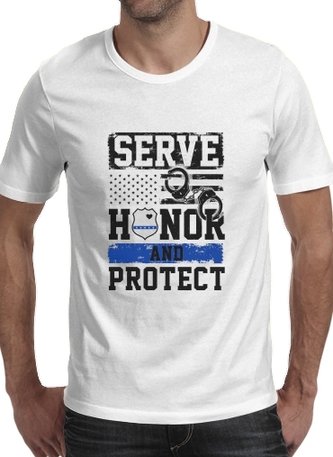  Police Serve Honor Protect para Manga curta T-shirt homem em torno do pescoço