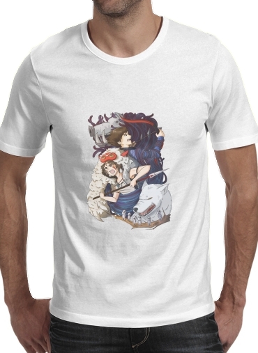  Princess Mononoke Inspired para Manga curta T-shirt homem em torno do pescoço