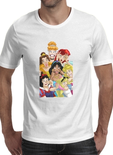  Princesa sorrindo careta para Manga curta T-shirt homem em torno do pescoço
