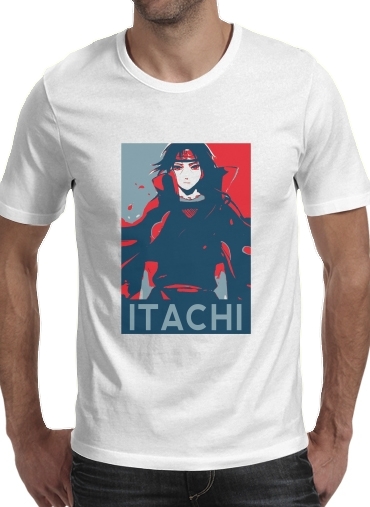  Propaganda Itachi para Manga curta T-shirt homem em torno do pescoço