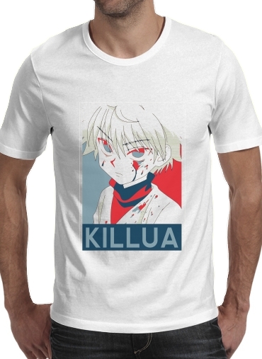  Propaganda killua Kirua Zoldyck para Manga curta T-shirt homem em torno do pescoço