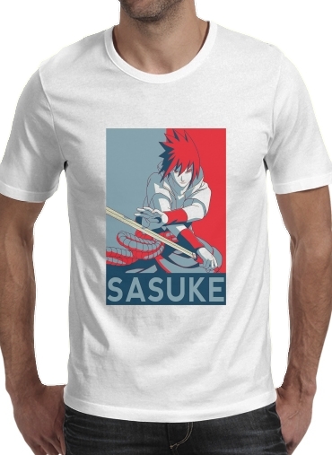  Propaganda Sasuke para Manga curta T-shirt homem em torno do pescoço