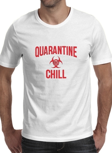  Quarantine And Chill para Manga curta T-shirt homem em torno do pescoço