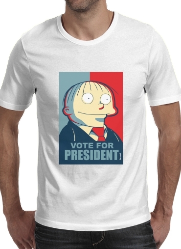  ralph wiggum vote for president para Manga curta T-shirt homem em torno do pescoço