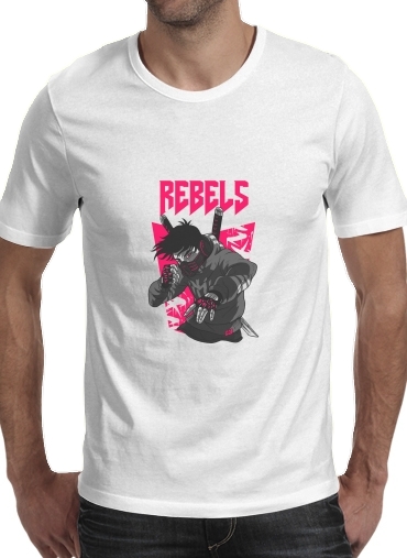  Rebels Ninja para Manga curta T-shirt homem em torno do pescoço