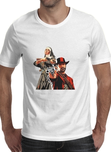  Red Dead Redemption Fanart para Manga curta T-shirt homem em torno do pescoço