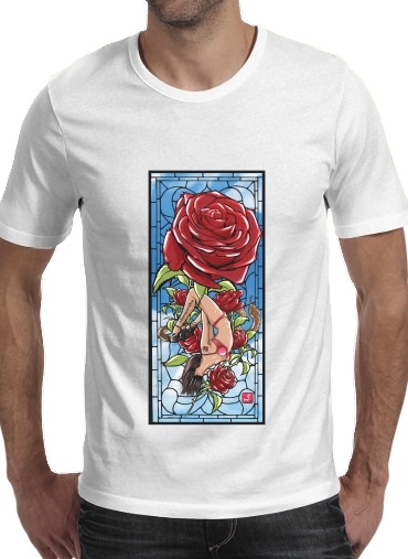  Red Roses para Manga curta T-shirt homem em torno do pescoço