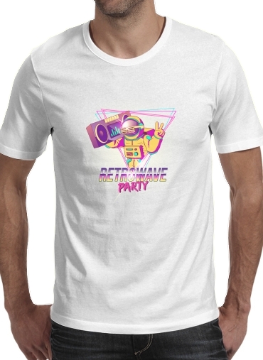  Retrowave party nightclub dj neon para Manga curta T-shirt homem em torno do pescoço