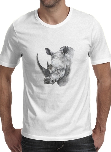  Rhino Shield Art para Manga curta T-shirt homem em torno do pescoço