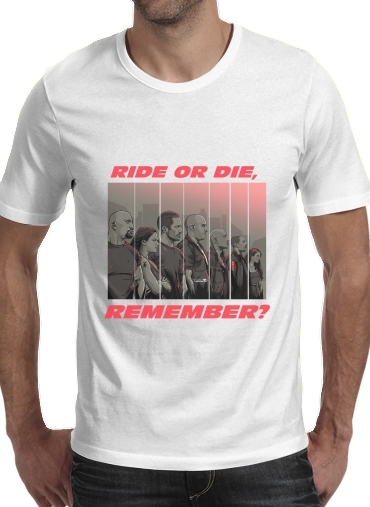  Ride or die, remember? para Manga curta T-shirt homem em torno do pescoço
