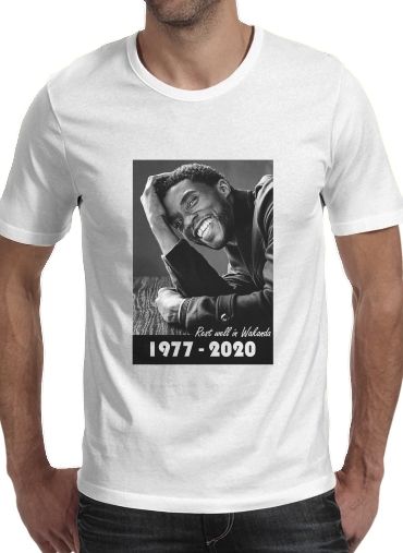  RIP Chadwick Boseman 1977 2020 para Manga curta T-shirt homem em torno do pescoço