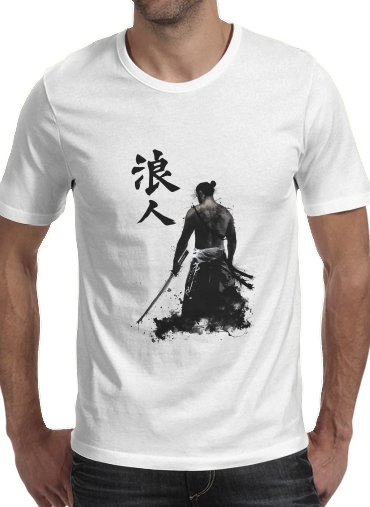  Ronin para Manga curta T-shirt homem em torno do pescoço