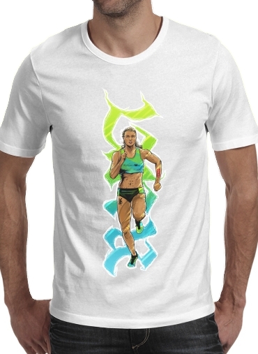  Run para Manga curta T-shirt homem em torno do pescoço