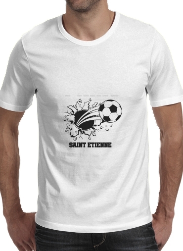  Saint Etienne Futbol Home para Manga curta T-shirt homem em torno do pescoço