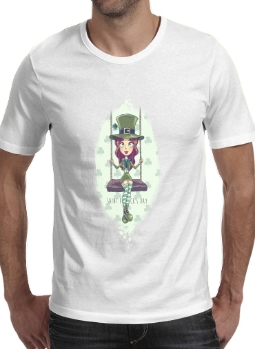  Saint Patrick's Girl para Manga curta T-shirt homem em torno do pescoço