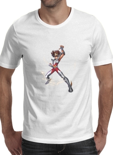  saint seiya Pegasus para Manga curta T-shirt homem em torno do pescoço