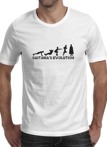  Saitama Evolution para Manga curta T-shirt homem em torno do pescoço