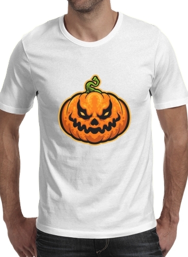  Scary Halloween Pumpkin para Manga curta T-shirt homem em torno do pescoço