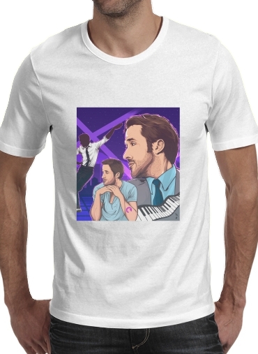  Sebastian La La Land  para Manga curta T-shirt homem em torno do pescoço