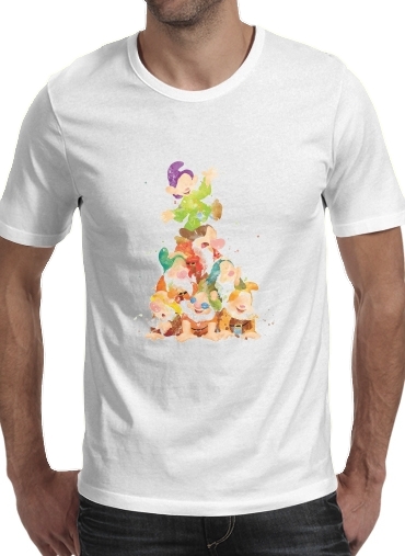  Seven Dwarfs para Manga curta T-shirt homem em torno do pescoço