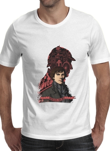  Sherlock Holmes para Manga curta T-shirt homem em torno do pescoço
