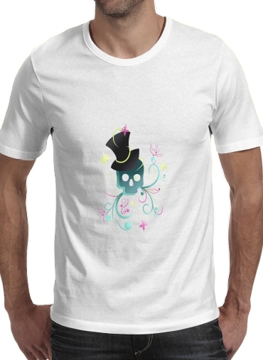 Skull Pop Art Disco para Manga curta T-shirt homem em torno do pescoço