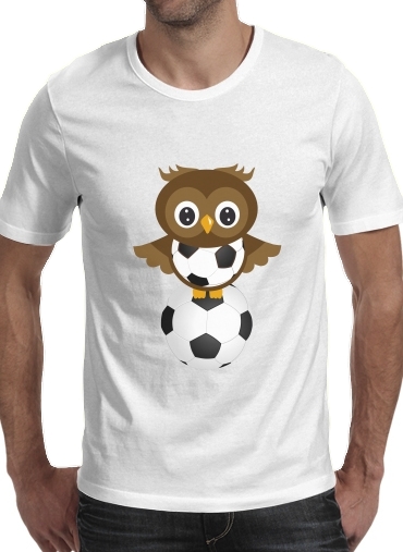 Soccer Owl para Manga curta T-shirt homem em torno do pescoço