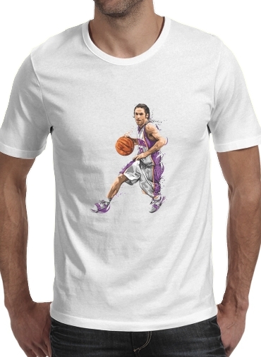  Steve Nash Basketball para Manga curta T-shirt homem em torno do pescoço