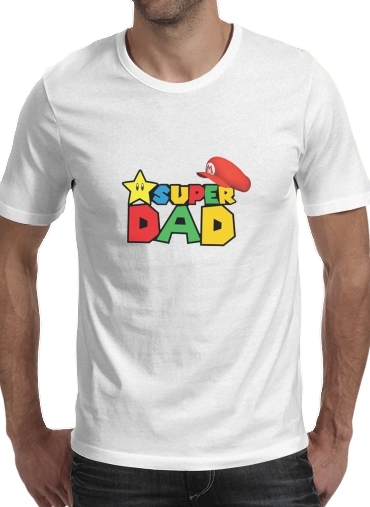  Super Dad Mario humour para Manga curta T-shirt homem em torno do pescoço