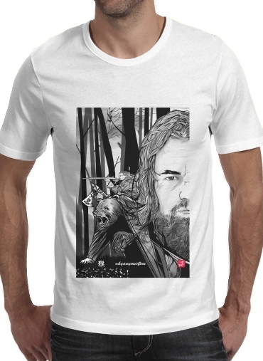  The Bear and the Hunter Revenant para Manga curta T-shirt homem em torno do pescoço