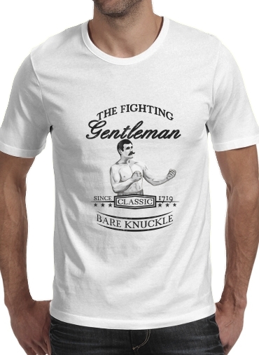  The Fighting Gentleman para Manga curta T-shirt homem em torno do pescoço