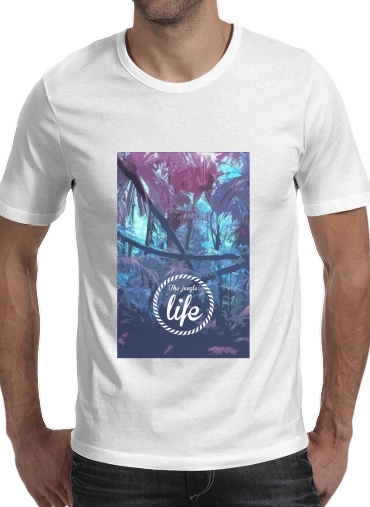  the jungle life para Manga curta T-shirt homem em torno do pescoço