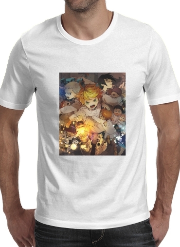  The promised Neverland para Manga curta T-shirt homem em torno do pescoço