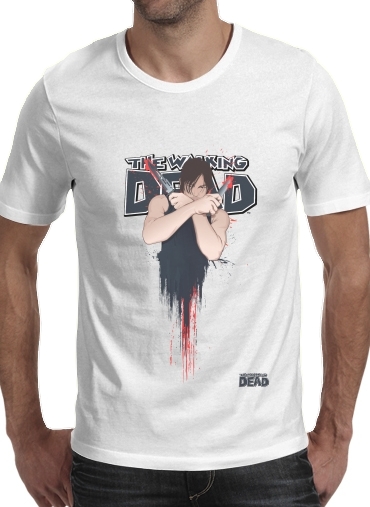  The Walking Dead: Daryl Dixon para Manga curta T-shirt homem em torno do pescoço