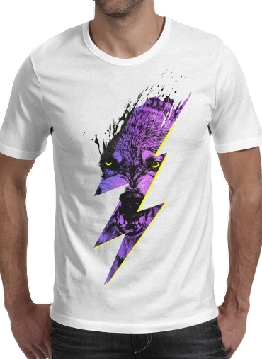  Thunderwolf para Manga curta T-shirt homem em torno do pescoço