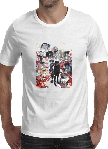  Tokyo Ghoul Touka and family para Manga curta T-shirt homem em torno do pescoço