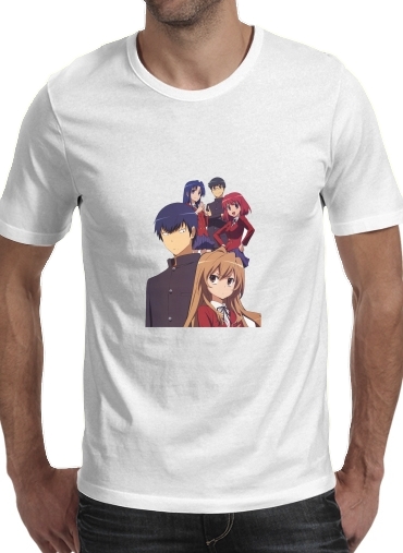  Toradora para Manga curta T-shirt homem em torno do pescoço