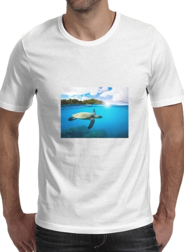 Tropical Paradise para Manga curta T-shirt homem em torno do pescoço