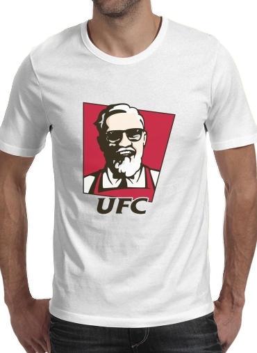  UFC x KFC para Manga curta T-shirt homem em torno do pescoço
