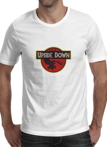  Upside Down X Jurassic para Manga curta T-shirt homem em torno do pescoço
